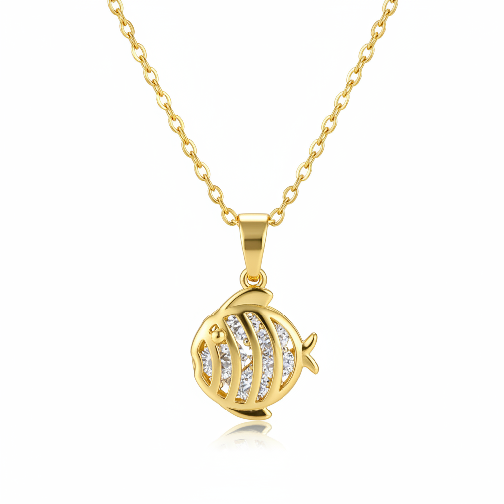 Crystal & 18K Gold-Plated Fish Pendant Necklace - Street Region