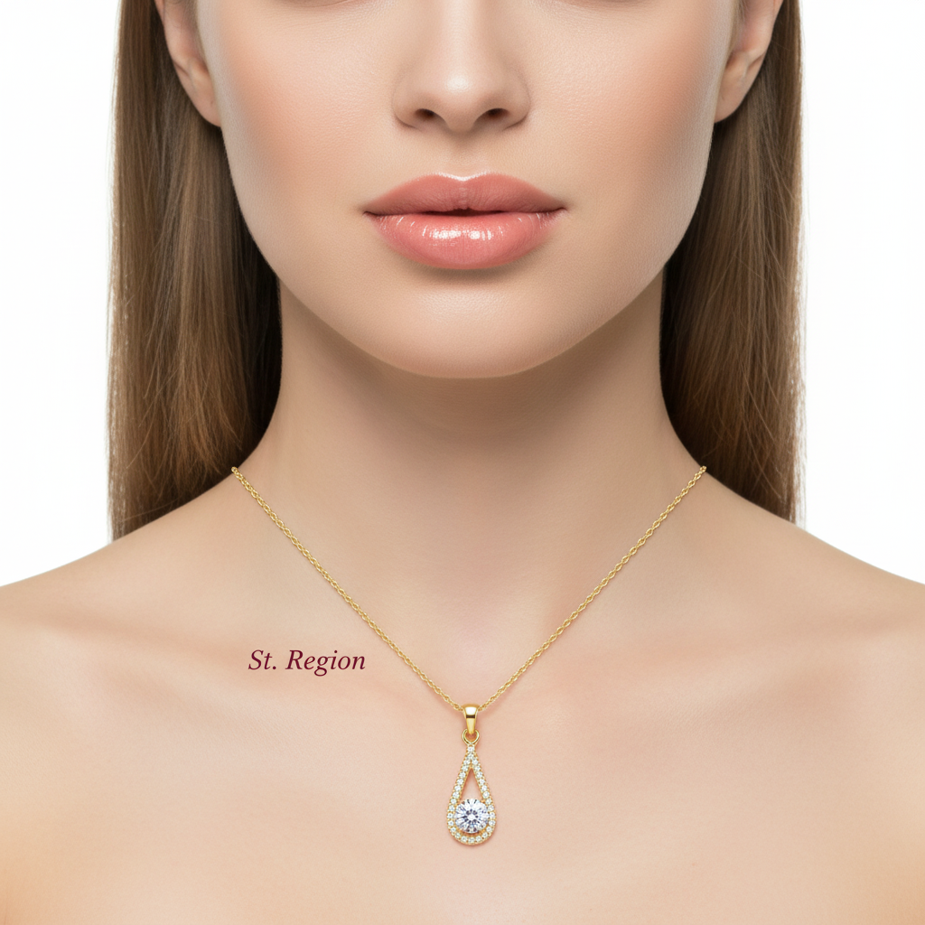 Crystal & Cubic Zirconia Drop Pendant Necklace - Street Region