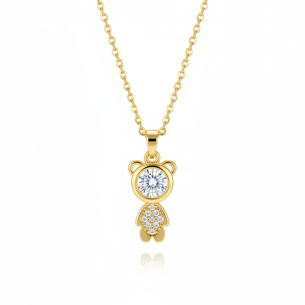 Crystal & 18K Gold-Plated Bear Pendant Necklace - Street Region