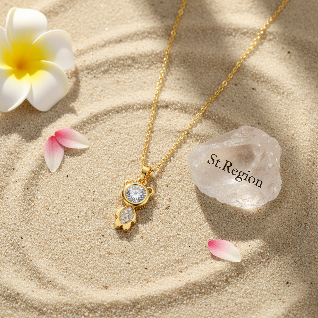 Crystal & 18K Gold-Plated Bear Pendant Necklace - Street Region