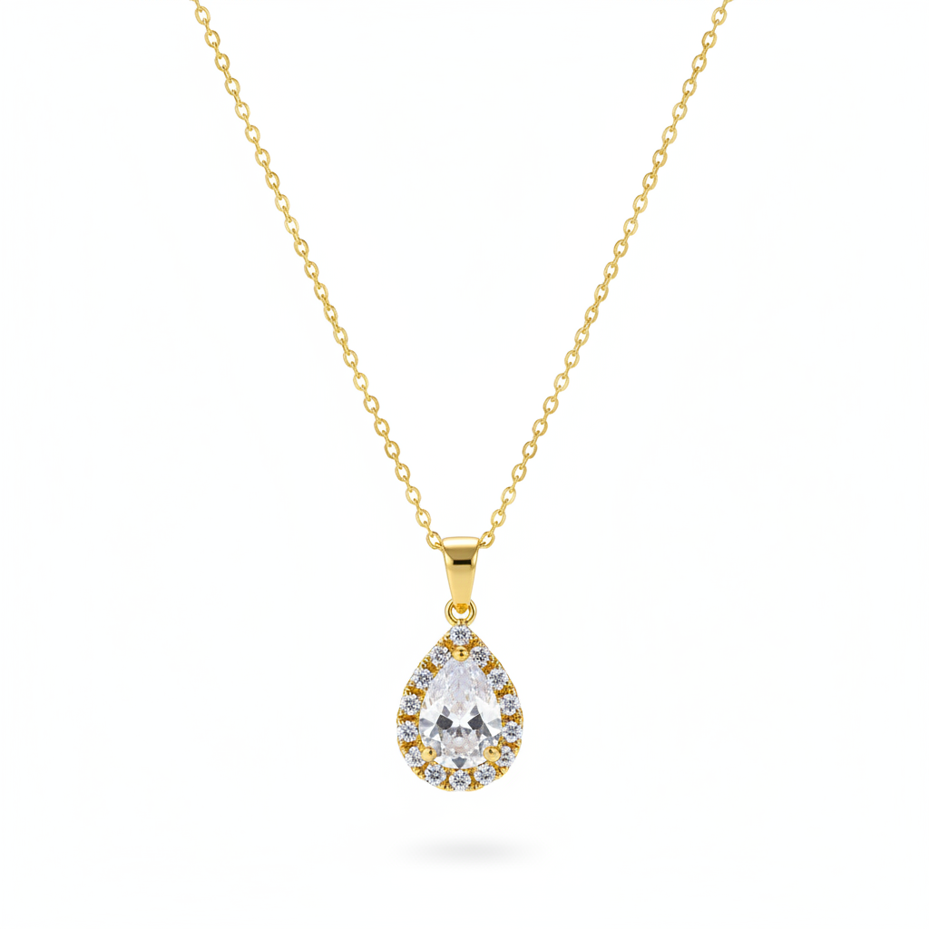 Crystal & Cubic Zirconia 18K Gold-Plated Teardrop Pendant Necklace - Street Region