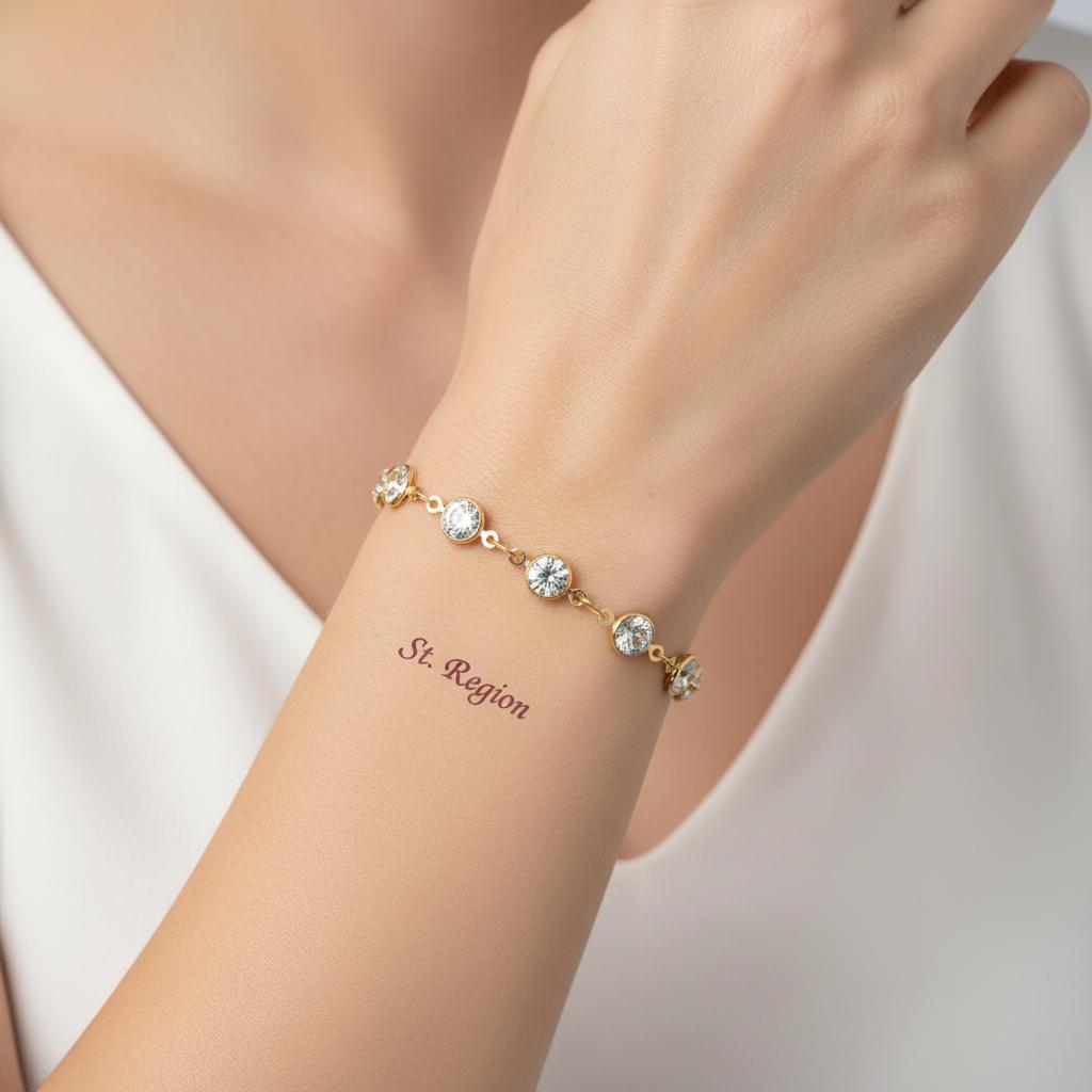 Clear Crystal & 18K Gold-Plated Round Station Bracelet