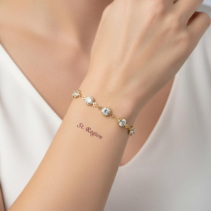 Clear Crystal & 18K Gold-Plated Round Station Bracelet
