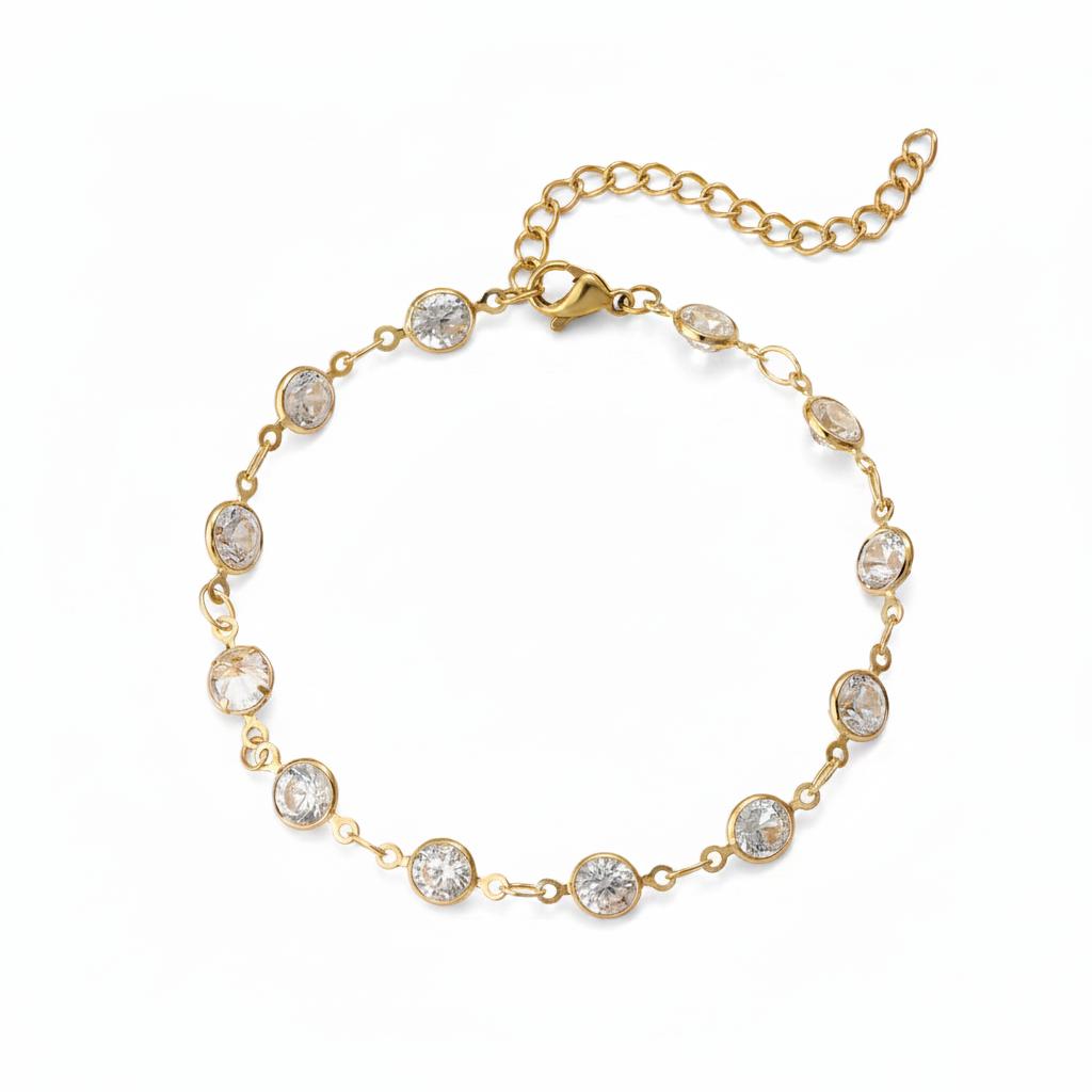 Clear Crystal & 18K Gold-Plated Round Station Bracelet