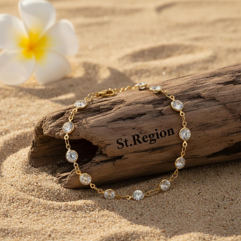 Clear Crystal & 18K Gold-Plated Round Station Bracelet