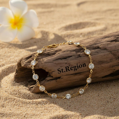 Clear Crystal & 18K Gold-Plated Round Station Bracelet