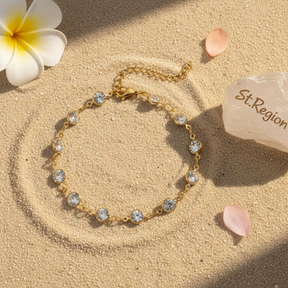 Clear Crystal & 18K Gold-Plated Round Station Bracelet