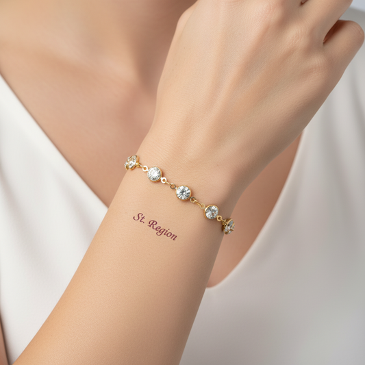 Clear Crystal & 18K Gold-Plated Round Station Bracelet - Street Region