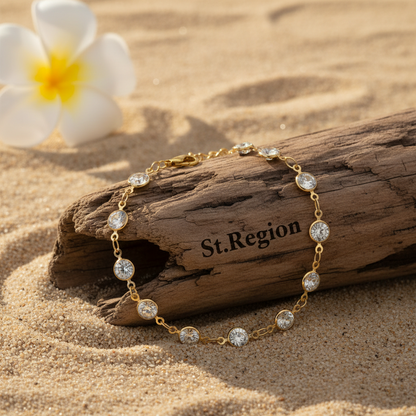 Clear Crystal & 18K Gold-Plated Round Station Bracelet - Street Region
