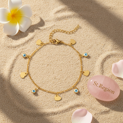 Blue Acrylic & 18K Gold-Plated Eye Heart Station Bracelet - Street Region