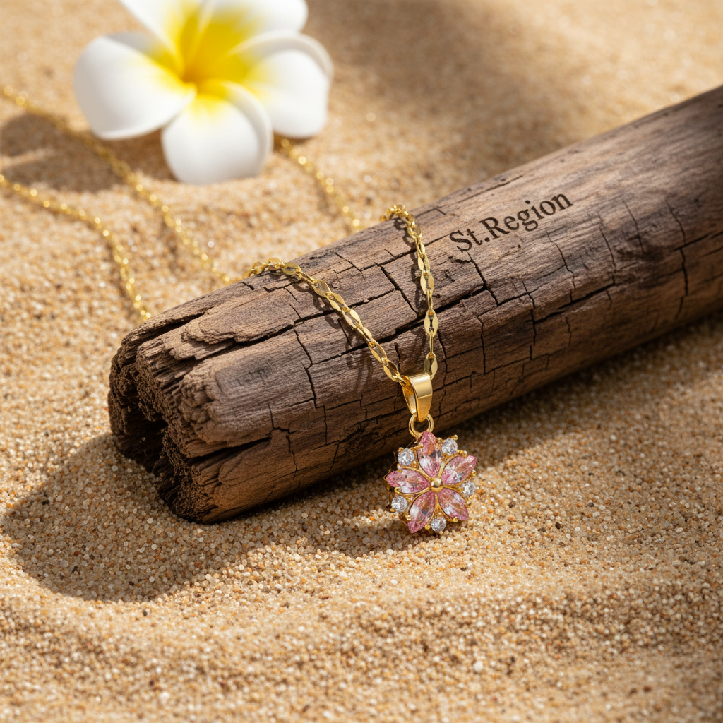 Pink Crystal & Cubic Zirconia 18K Gold-Plated Floral Pendant Necklace - Street Region