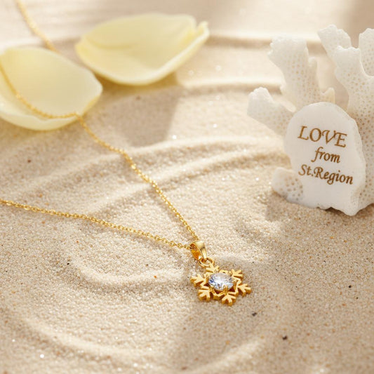 Crystal & 18K Gold-Plated Snowflake Pendant Necklace