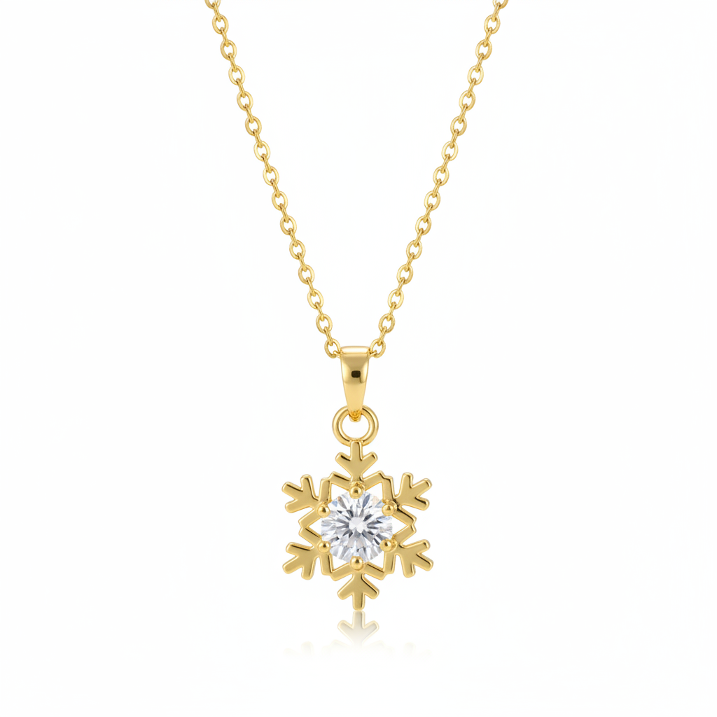 Crystal & 18K Gold-Plated Snowflake Pendant Necklace - Street Region