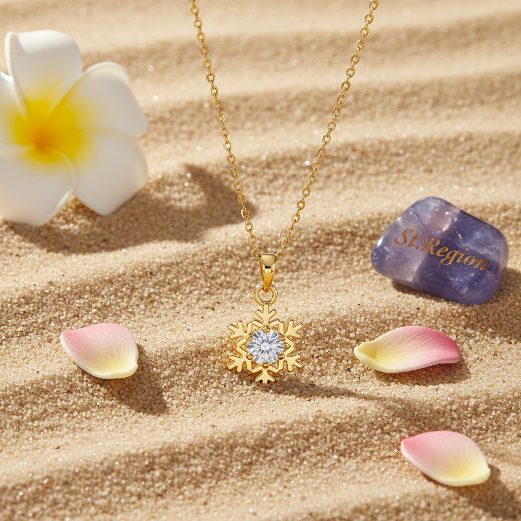 Crystal & 18K Gold-Plated Snowflake Pendant Necklace - Street Region