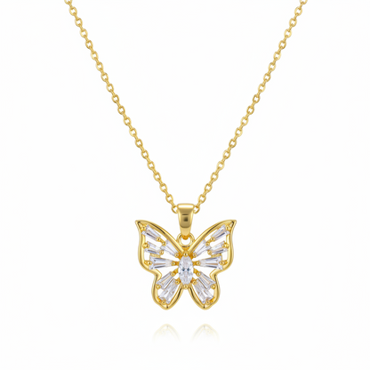 Crystal & 18K Gold-Plated Butterfly Pendant Necklace - Street Region