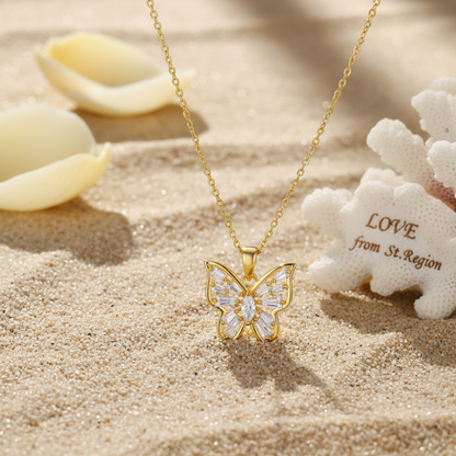 Crystal & 18K Gold-Plated Butterfly Pendant Necklace - Street Region