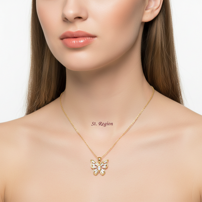 Crystal & 18K Gold-Plated Butterfly Pendant Necklace - Street Region
