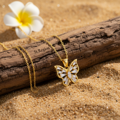 Crystal & 18K Gold-Plated Butterfly Pendant Necklace - Street Region