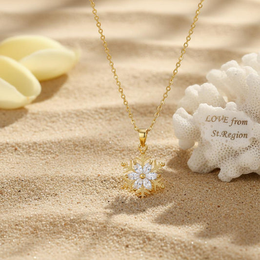 Crystal & 18K Gold-Plated Snowflake Pendant Necklace