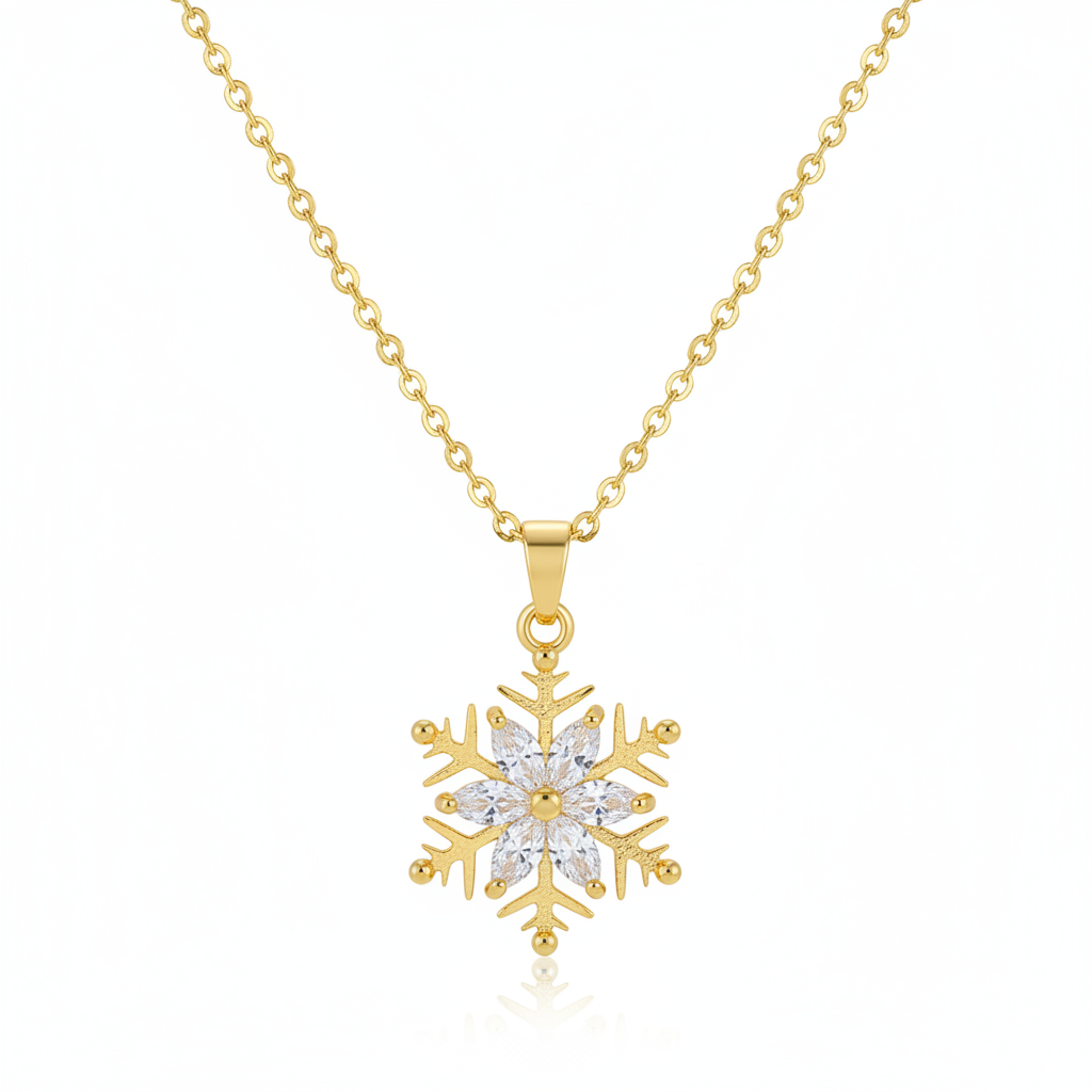 Crystal & 18K Gold-Plated Snowflake Pendant Necklace - Street Region