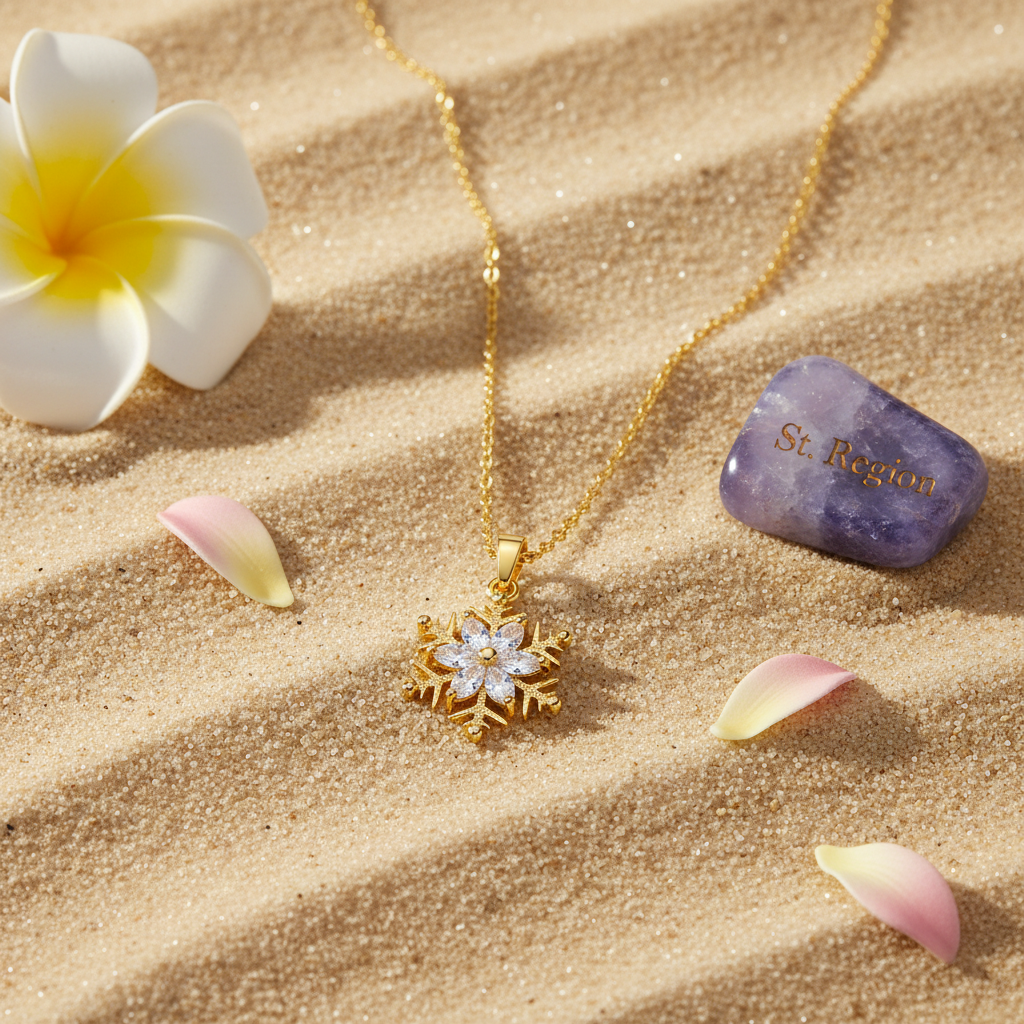 Crystal & 18K Gold-Plated Snowflake Pendant Necklace - Street Region