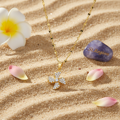 Cubic Zirconia & 18K Gold-Plated Rotatable Windmill Pendant Necklace - Street Region