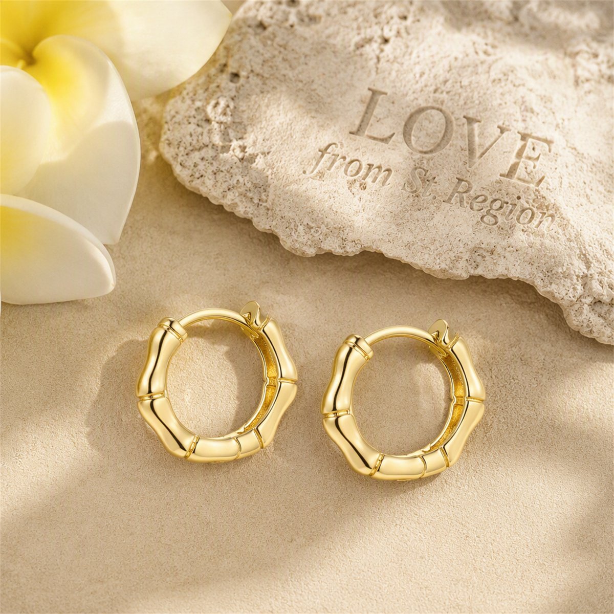18K Gold-Plated Hexagon Huggie Earrings, gold huggie earrings, vintage-inspired design, lifestyle look