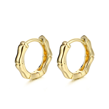 18K Gold-Plated Hexagon Huggie Earrings, gold huggie earrings, vintage-inspired design, side view