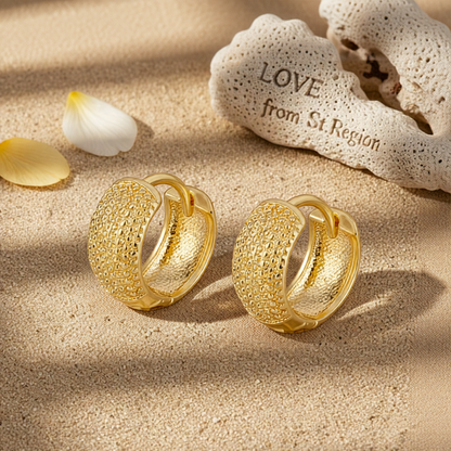 18K Gold-Plated Texture Huggie Earrings