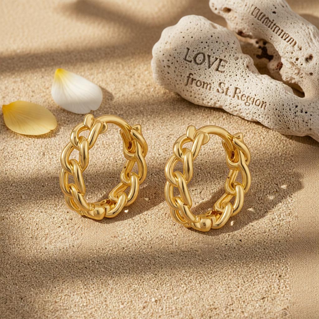 Goldtone Curb Chain Huggie Earrings, gold huggie earrings, everyday style, lifestyle look