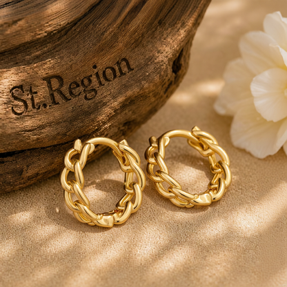 Goldtone Curb Chain Huggie Earrings