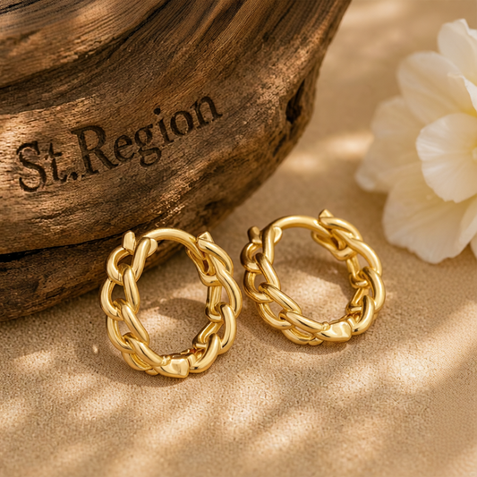 Goldtone Curb Chain Huggie Earrings