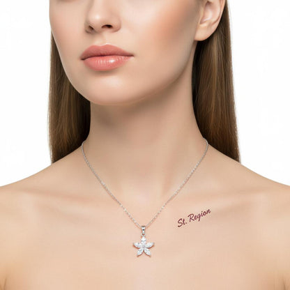 Crystal and Silver-Plated Marquise Flower Pendant Necklace, silver pendant necklace for women, styled look