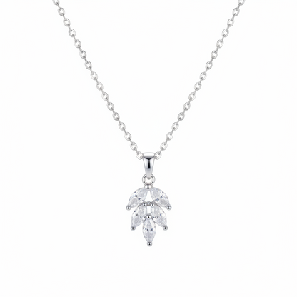 Marquise Crystal & Silver-Plated Leaves Pendant Necklace - Street Region