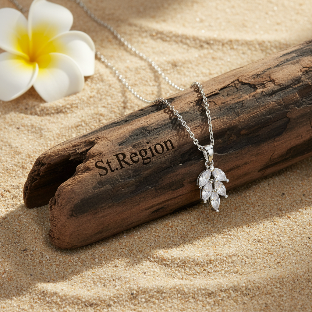 Marquise Crystal & Silver-Plated Leaves Pendant Necklace - Street Region