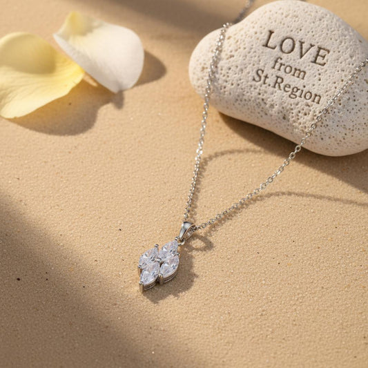Crystal & Silver-Plated Marquise Pendant Necklace