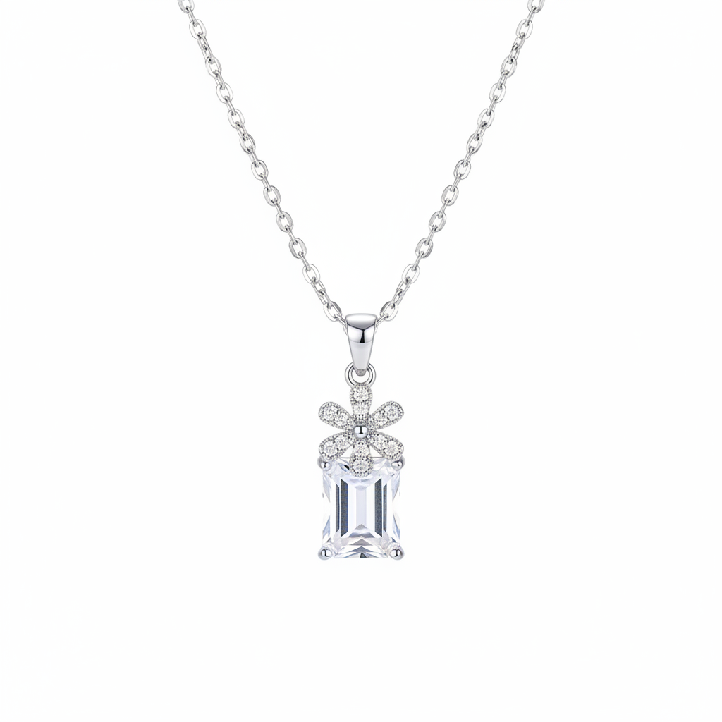 Cubic Zirconia & Crystal Floral Pendant Necklace - Street Region