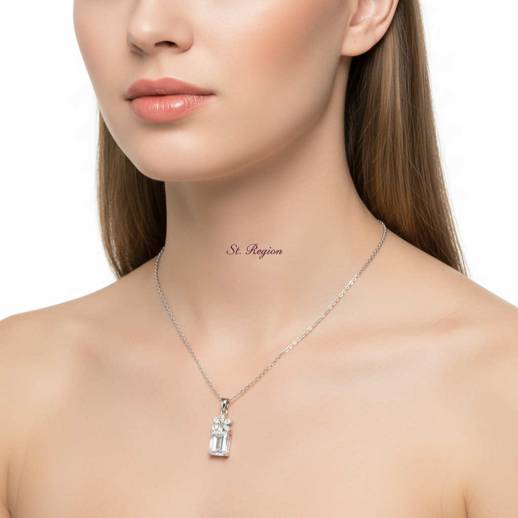 Cubic Zirconia & Crystal Floral Pendant Necklace - Street Region