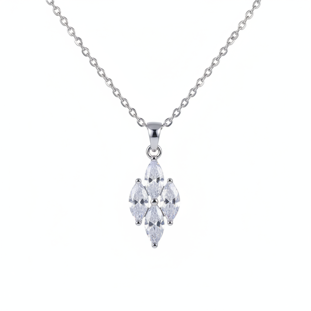 Crystal & Silver-Plated Marquise Pendant Necklace - Street Region
