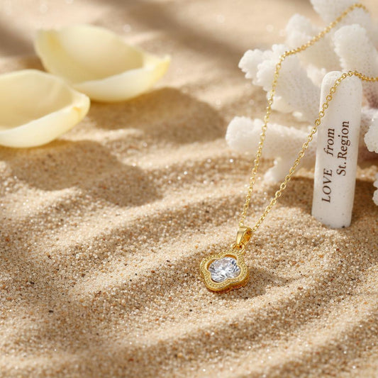 Crystal & 18K Gold-Plated Clover Pendant Necklace