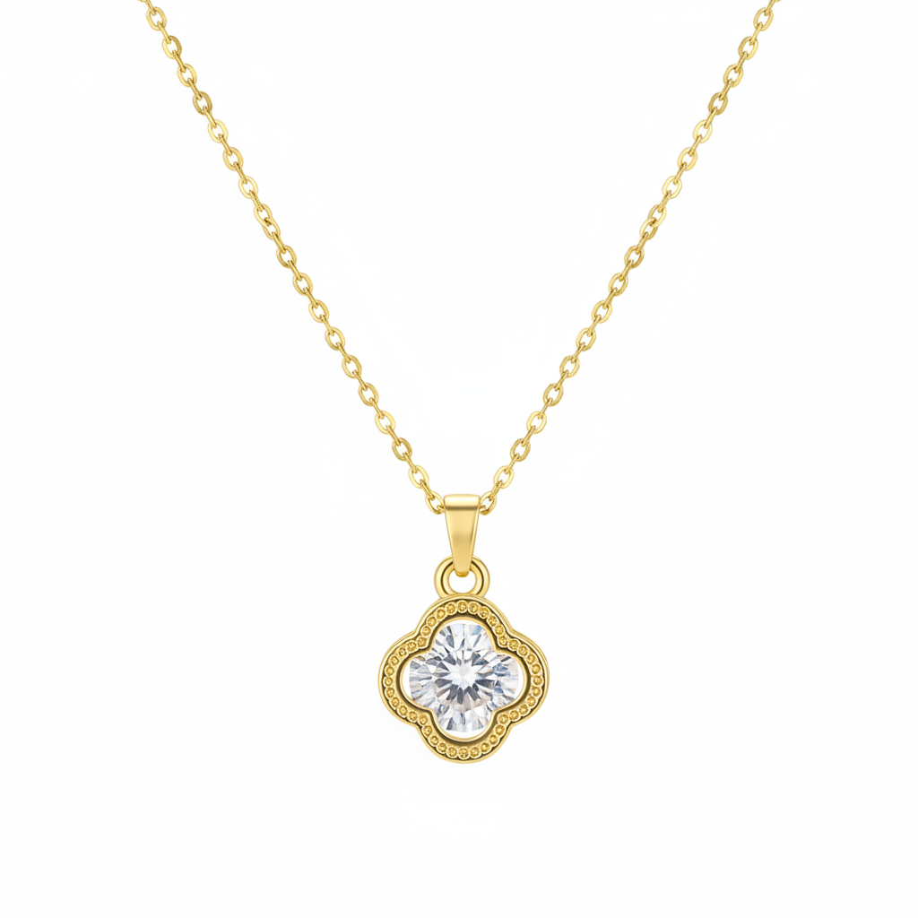 Crystal & 18K Gold-Plated Clover Pendant Necklace - Street Region