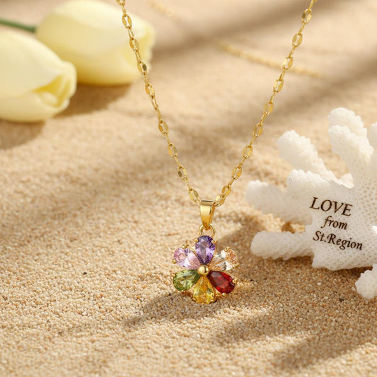 Red Multicolor Crystal & 18K Gold-Plated Floral Pendant Necklace