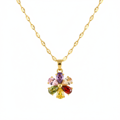 Red Multicolor Crystal & 18K Gold-Plated Floral Pendant Necklace - Street Region
