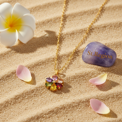 Red Multicolor Crystal & 18K Gold-Plated Floral Pendant Necklace - Street Region
