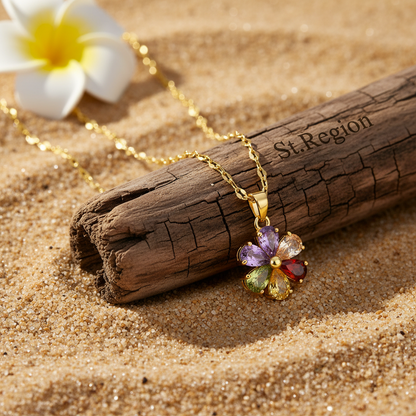 Red Multicolor Crystal & 18K Gold-Plated Floral Pendant Necklace - Street Region