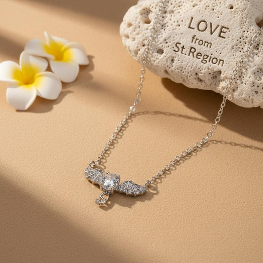 Crystal & Cubic Zirconia Bat Wing Pendant Necklace