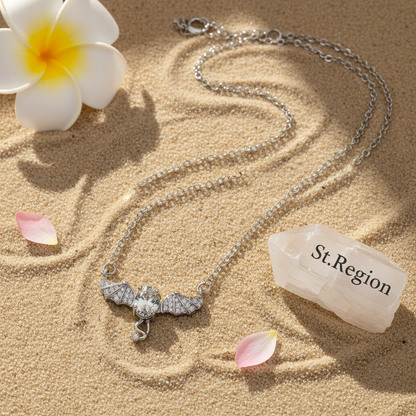 Crystal & Cubic Zirconia Bat Wing Pendant Necklace - Street Region