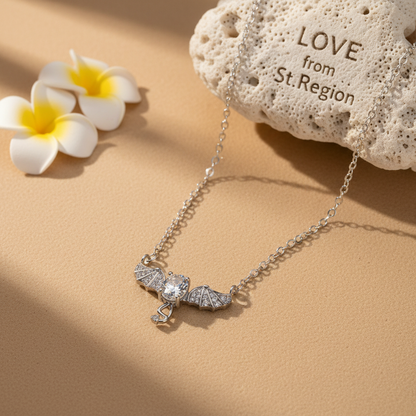 Crystal & Cubic Zirconia Bat Wing Pendant Necklace - Street Region