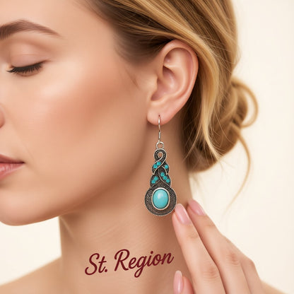 Cubic Zirconia and Turquoise Silver-Plated Twist Drop Earrings, silver drop earrings for women, styled look