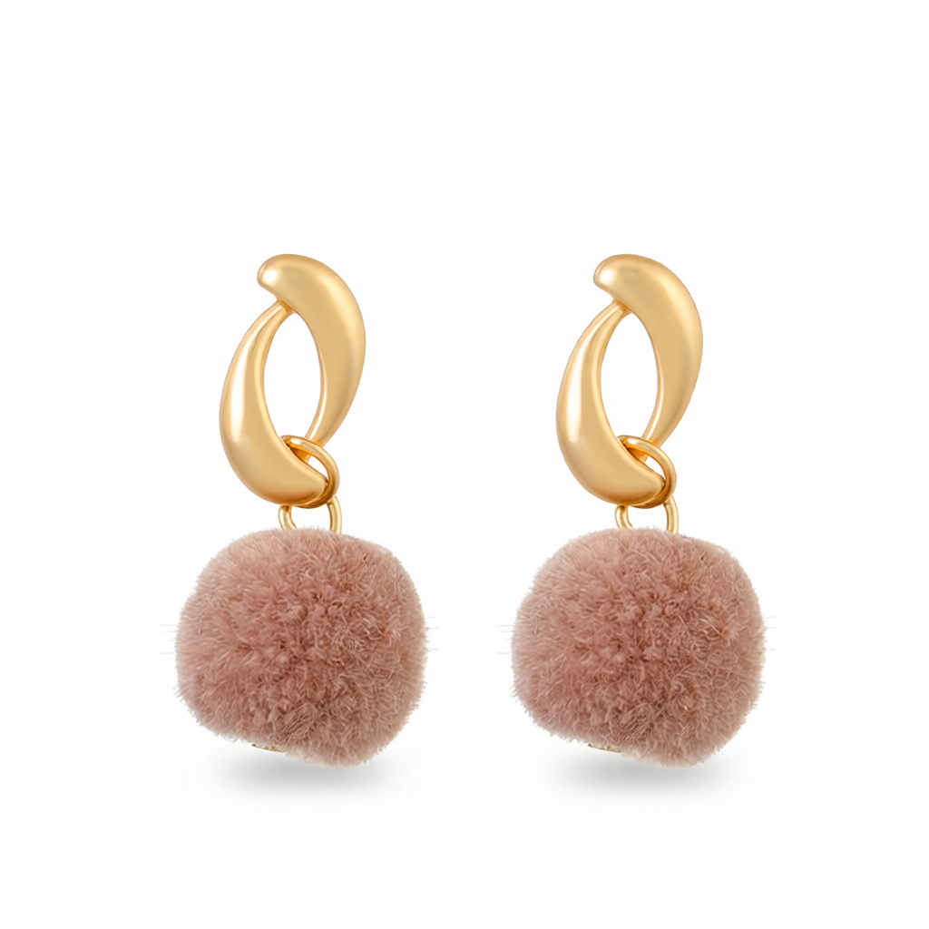Mauve Polyster & 18K Gold-Plated Pom-Pom Drop Earrings